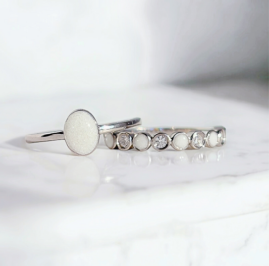 Circle Bead Ring + Medium Oval Ring Set