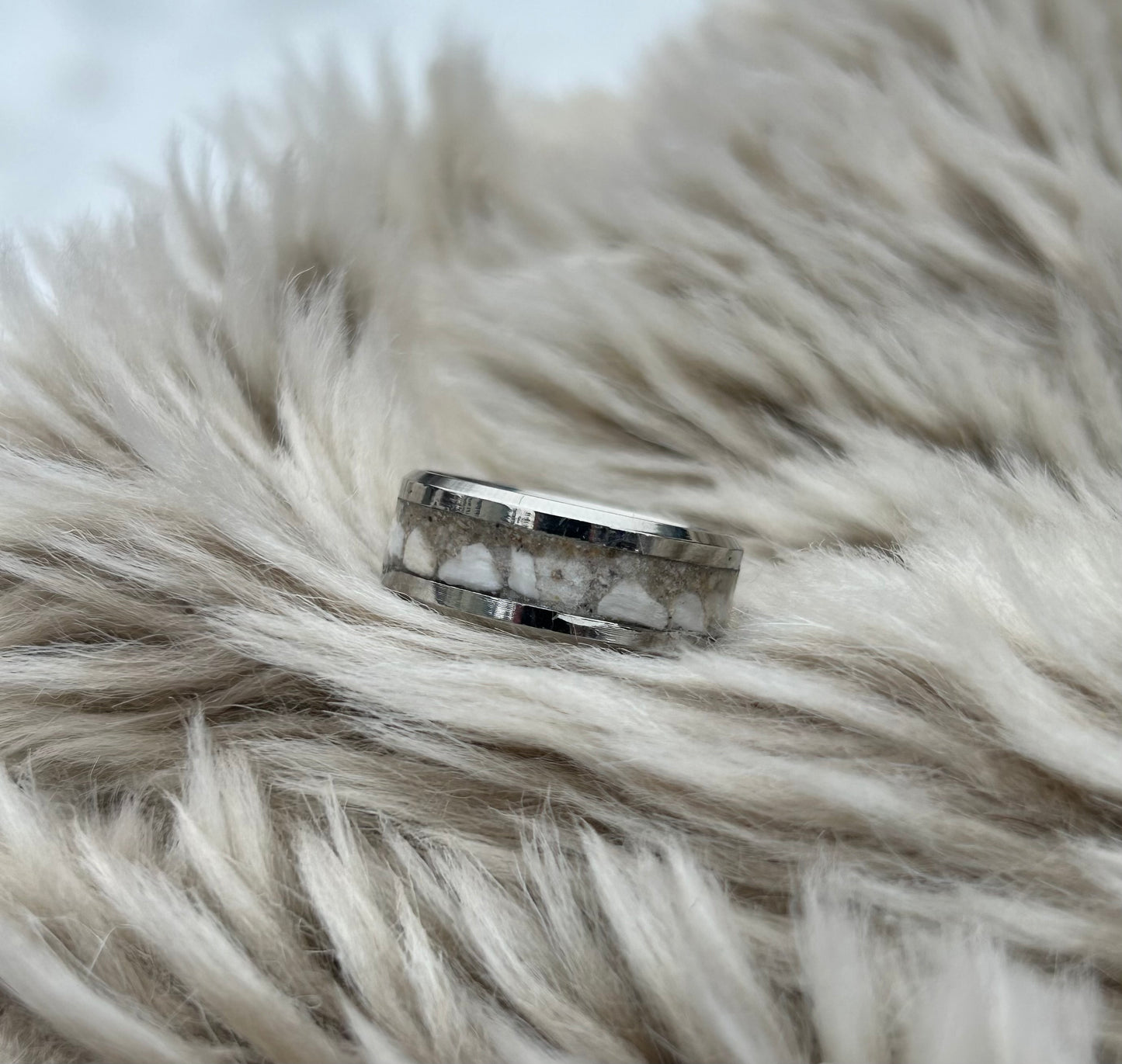 Men's Channel Ring - Sterling Silver, Titanium or Tungsten - Cremation Ash Example