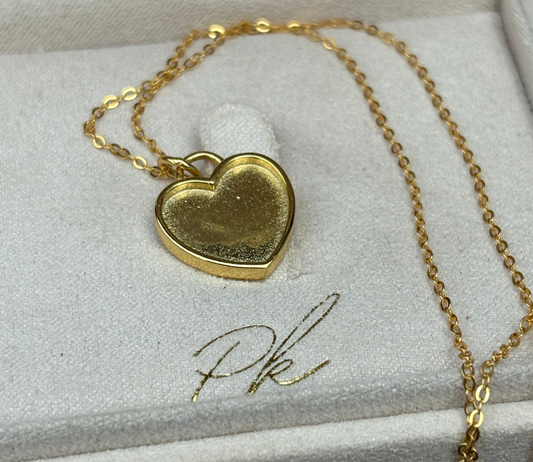 Large 8 x10mm - 14k Yellow Gold Plated Heart Necklace Pendant + 18" Yellow Gold Chain