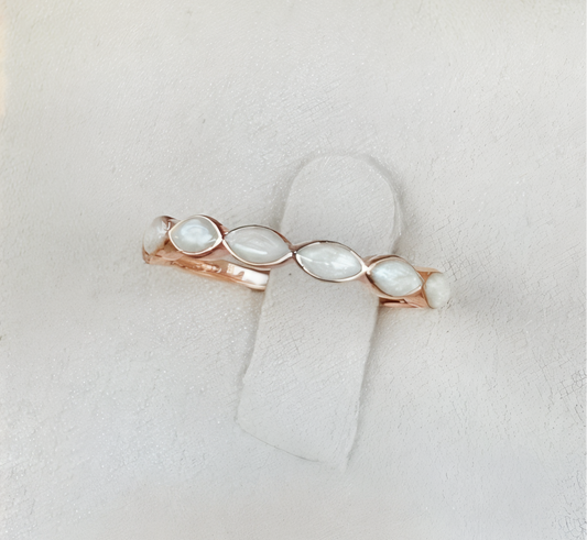 Braided Marquise Ring (Rose Band + Ashes + Pearl Example)
