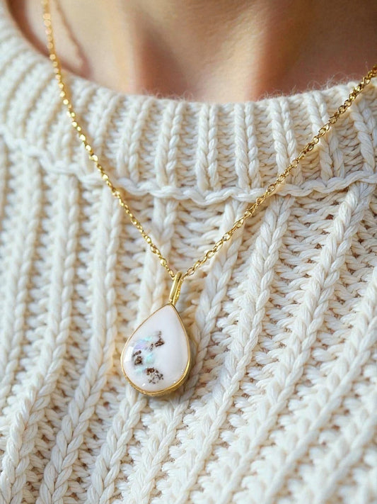 Plated Teardrop Necklace ( Umbilical Cord + Breastmilk)