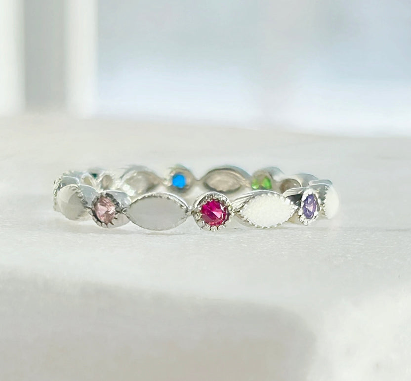 Solid 9K Gold Marquise Breastmilk Ring with Cubic Zirconia Stones