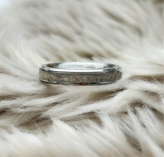 Unisex Silver Channel Ring • 2mm Thick • Cremation Ash Example