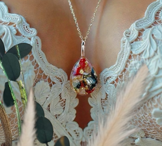 Plated Teardrop Wedding / Funeral Bouquet Necklace
