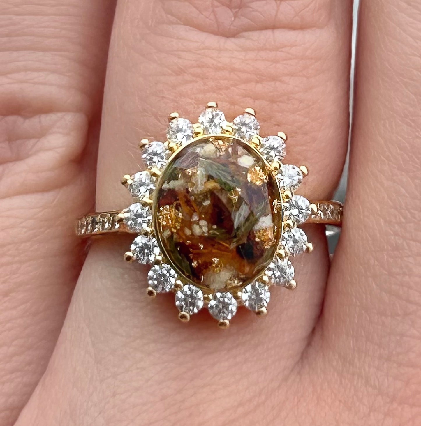 Oval Sun + Gemstone Wedding Bouquet Ring
