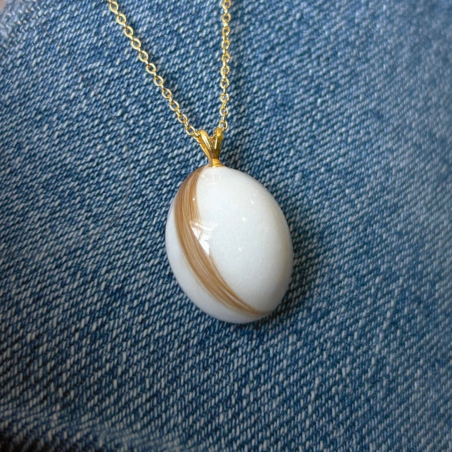 Large Solid Oval Necklace with Lock of Hair