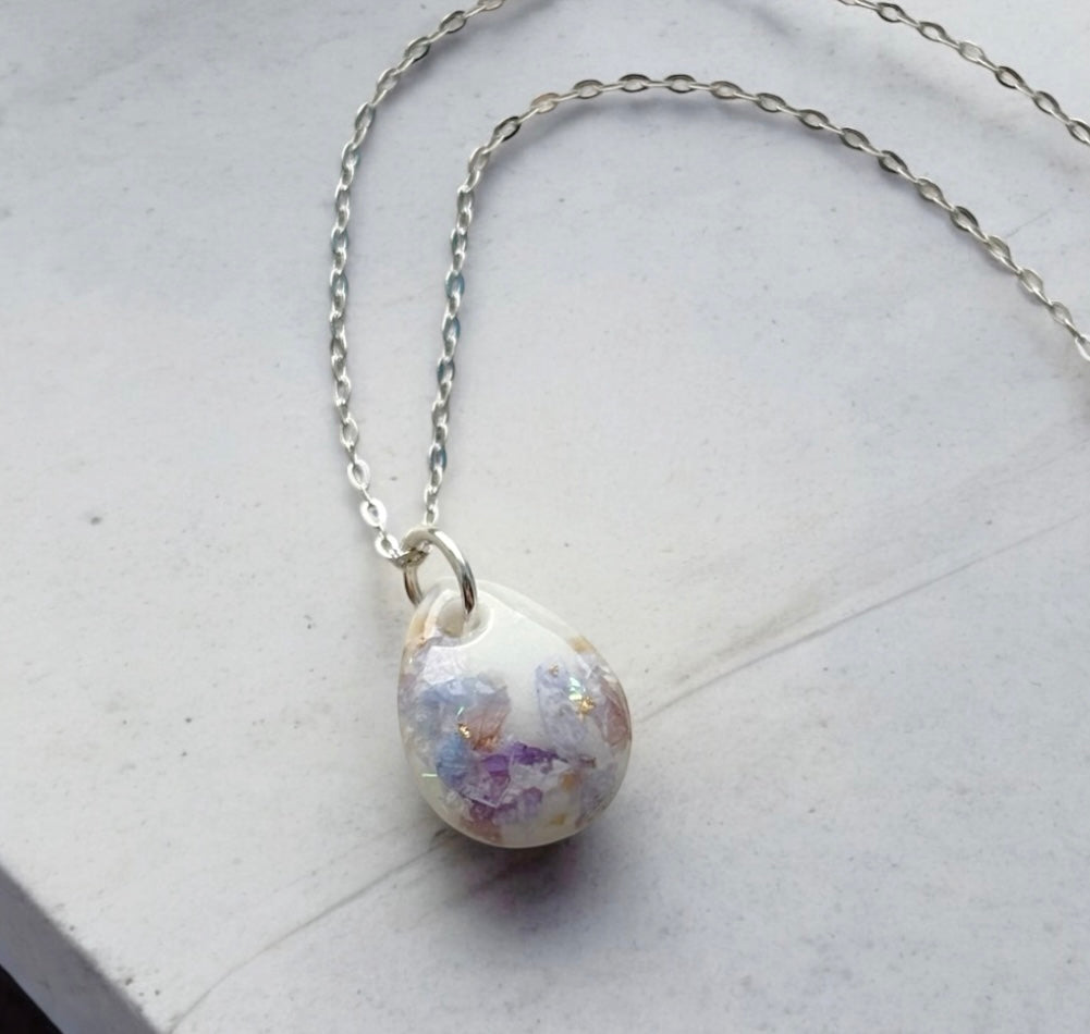Small Full Resin • Cremation Ash • Teardrop Necklace