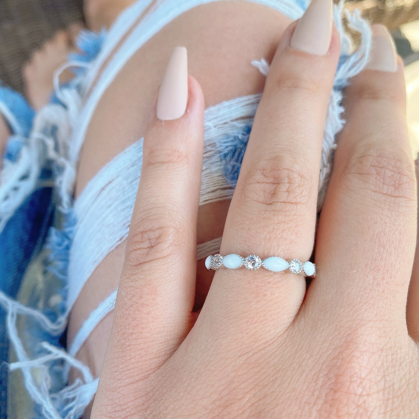 Solid 9K Gold Marquise Breastmilk Ring with Cubic Zirconia Stones