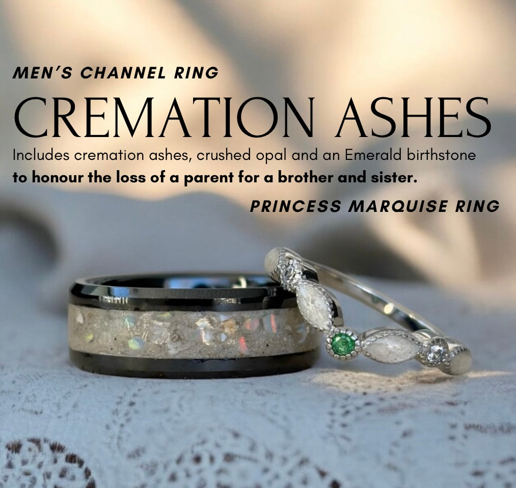 Men's Channel Ring - Black Ceramic (Cremation Ash Example)