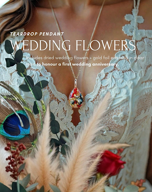 Plated Teardrop Wedding / Funeral Bouquet Necklace