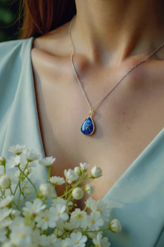Plated Teardrop Wedding / Funeral Bouquet Necklace