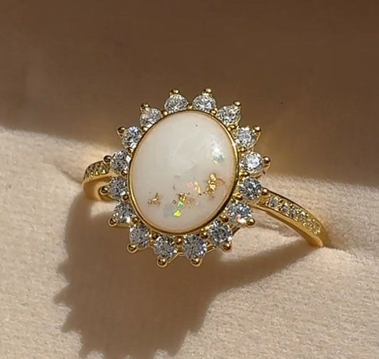 Oval Sun Ring (Crushed Opal+ Gold Flecks Example)