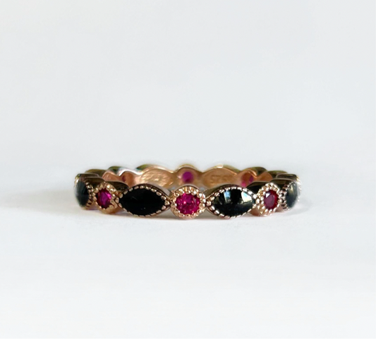 Marquise Placenta / Umbilical Cord Ring with Diamonds (Gold Plated)