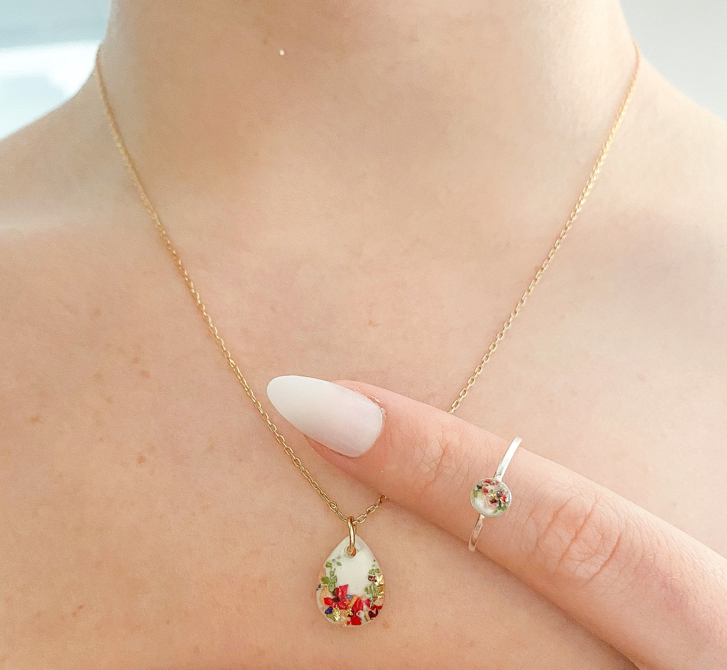 Small Breastmilk Teardrop Pendant Necklace