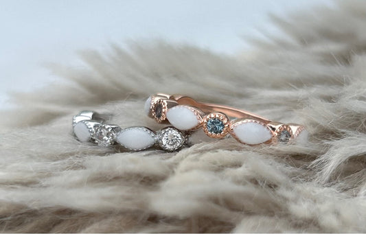 Solid 9K Gold Marquise Breastmilk Ring with Cubic Zirconia Stones