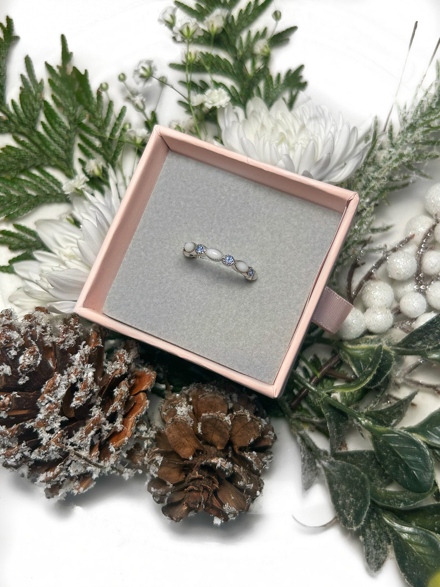 Rose Gold Plated Marquise Breastmilk Ring with Birthstones