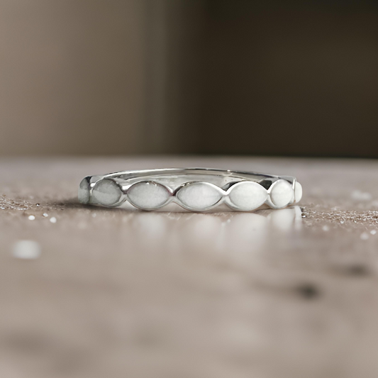 Braided Marquise Ring (White Band + Breastmilk Example)