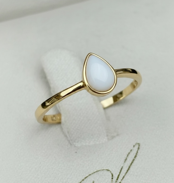 Teardrop Ring -- Cremation Ash + Opal Example