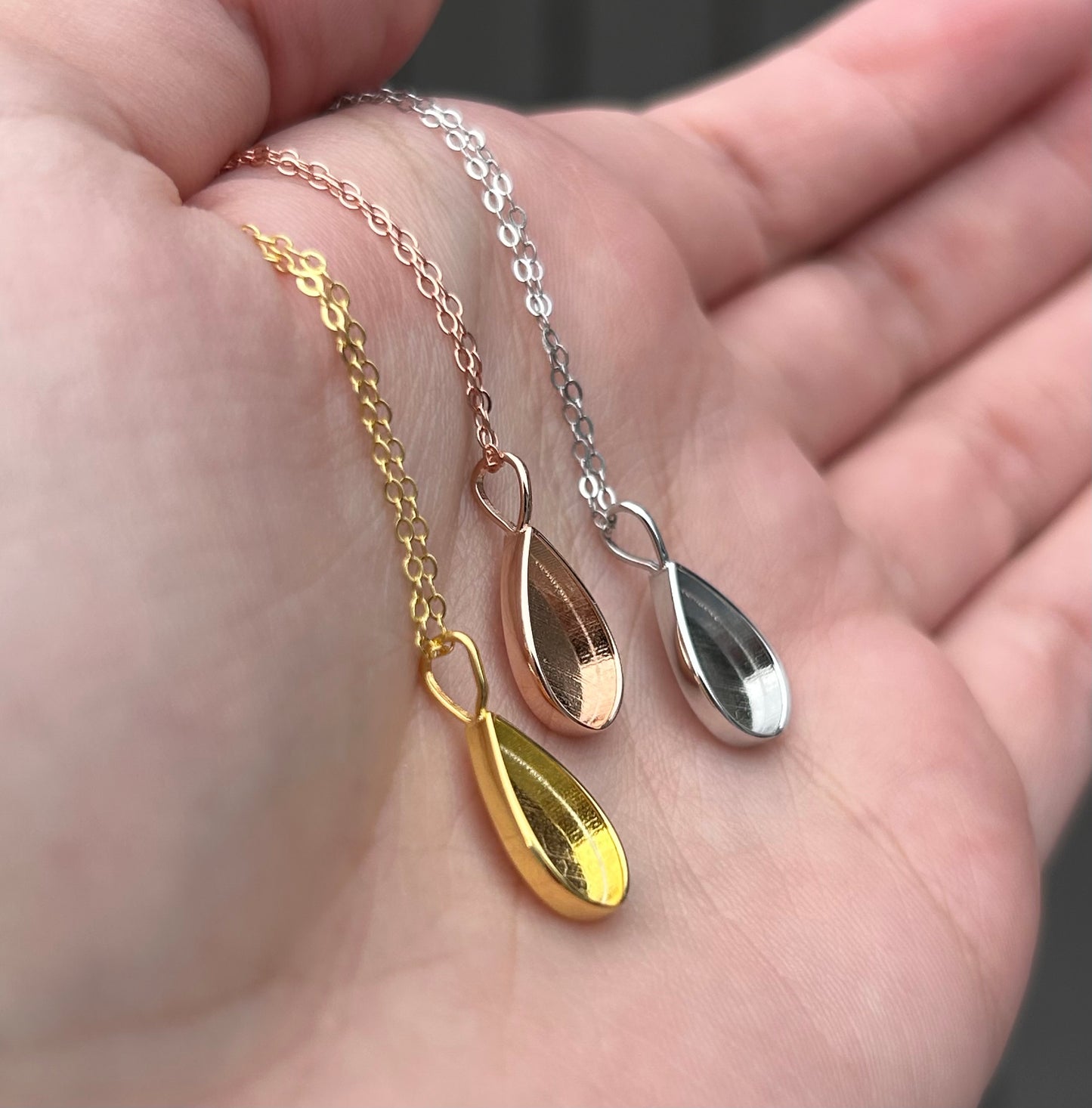 Breastmilk Teardrop Necklace (with Back Plating)