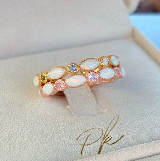 Marquise Keepsake Ring (Solid Gold + Genuine Birthstones)