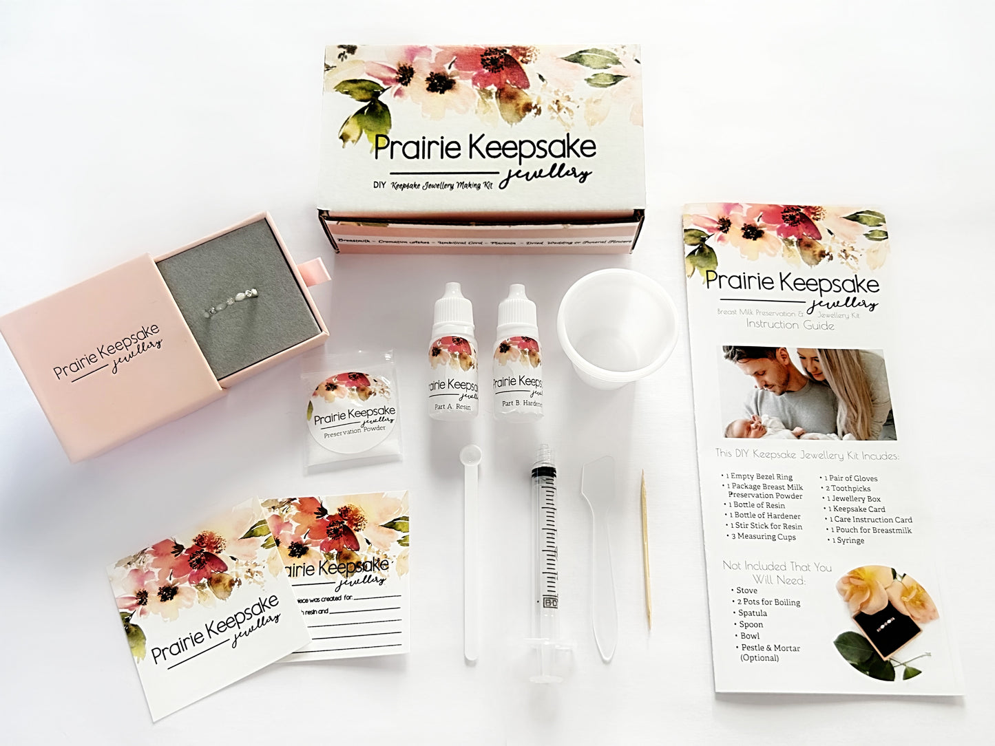DIY Kit White Gold Plated Marquise Ring Breastmilk or Keepsake Jewellery Kit