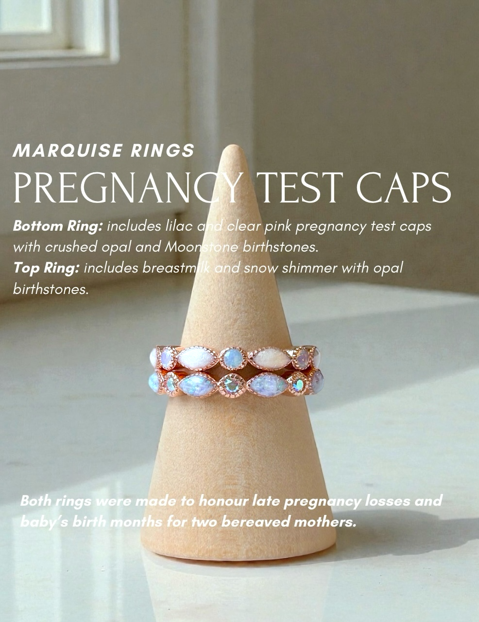 Marquise Ring Pregnancy Test Cap (+ Option of Birthstones)