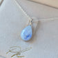 Plated Teardrop Necklace (Cremation Ash + Blue Forget-Me-Nots)