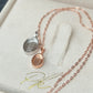 Small (2x4mm) 14k Rose Gold White Gold Plated Oval Pendant + 18" Rose Gold Chain
