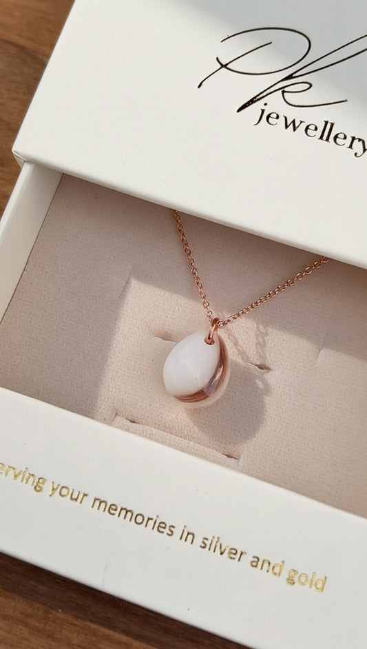 Full Resin Teardrop Pendant --  Cremation Ash or Breastmilk & Lock of Hair