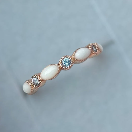 Rose Gold Plated Marquise Breastmilk Ring with Birthstones