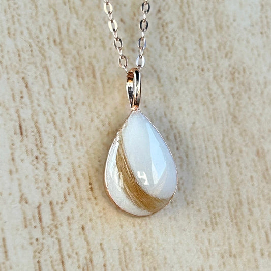 Plated Teardrop Breastmilk Necklace + Lock of Hair