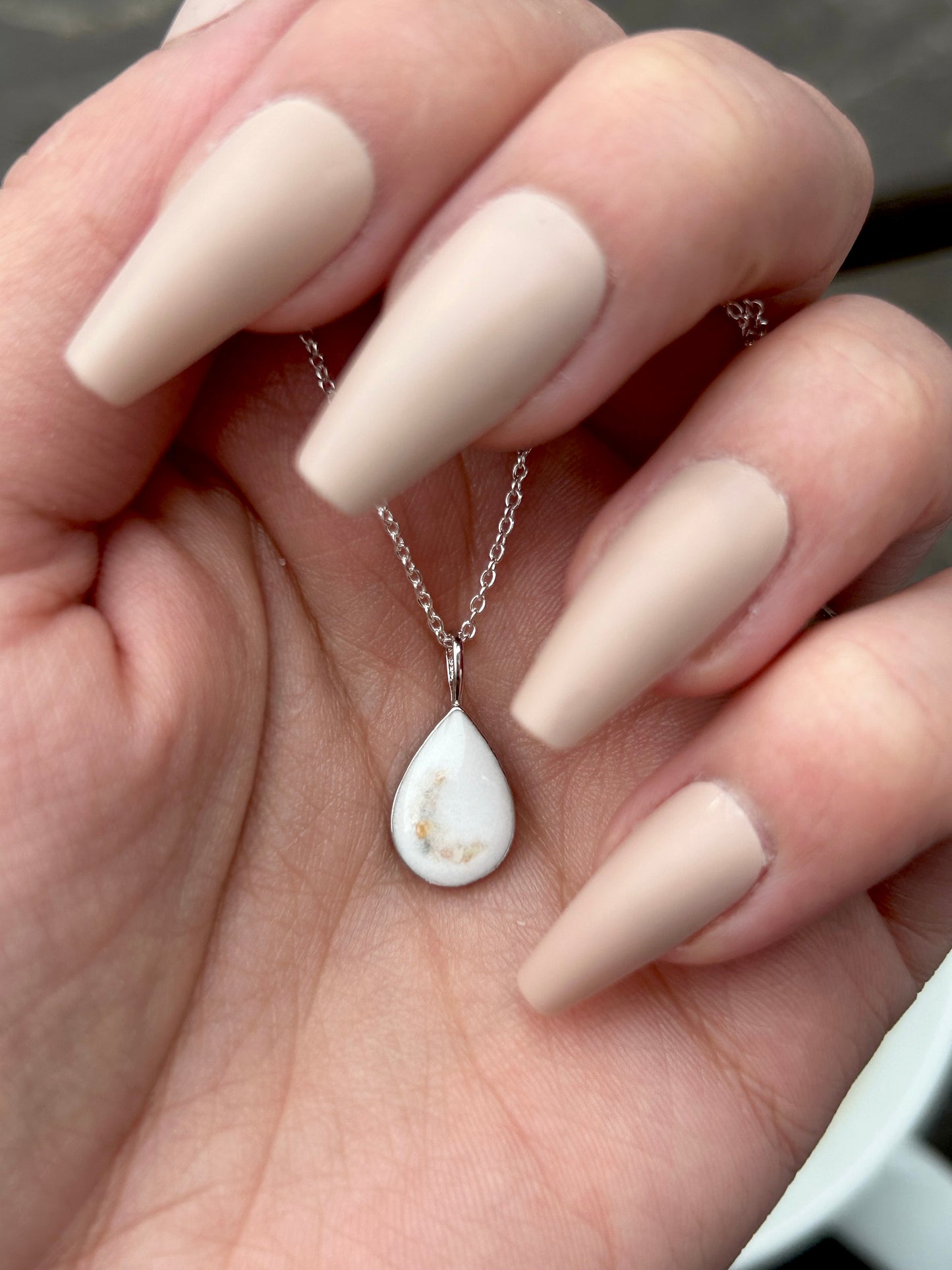 Cremation Ash Teardrop Necklace (with Back Plating)