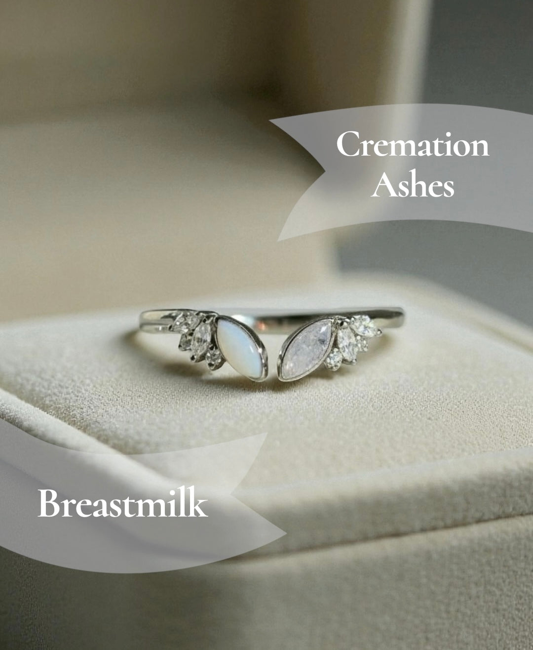 Angel Wing Keepsake Ring (Lock of Hair Example)