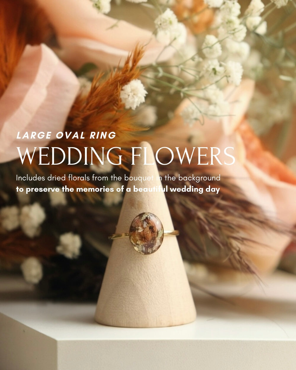 Large Oval Wedding / Funeral Bouquet Ring