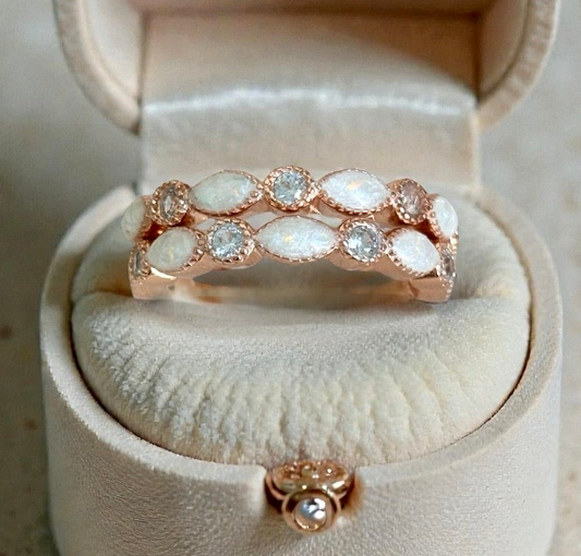 Marquise Cremation Ring + Opal (Option of Birthstones)