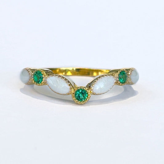 Yellow Gold Princess Marquise Cremation Ring + Pearl Shimmer