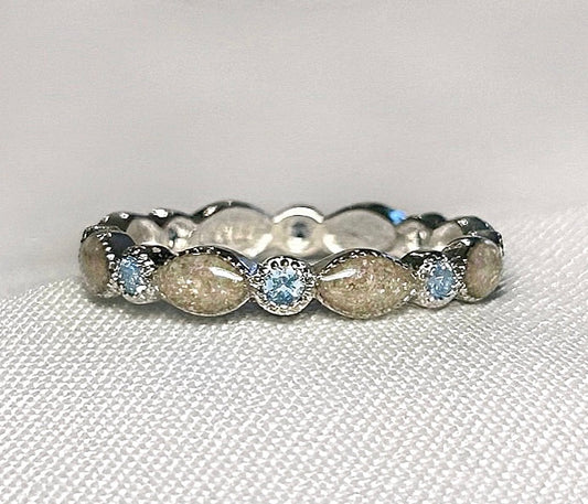 Marquise Cremation Ring + Snow Shimmer (Option of Birthstones)