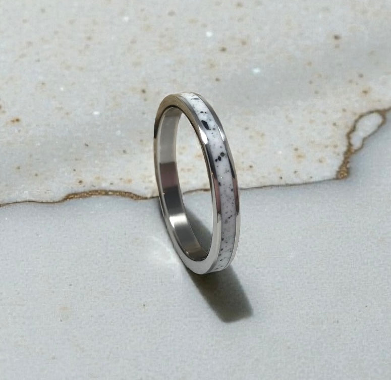 Unisex Silver Channel Ring • 2mm Thick • Breastmilk Example