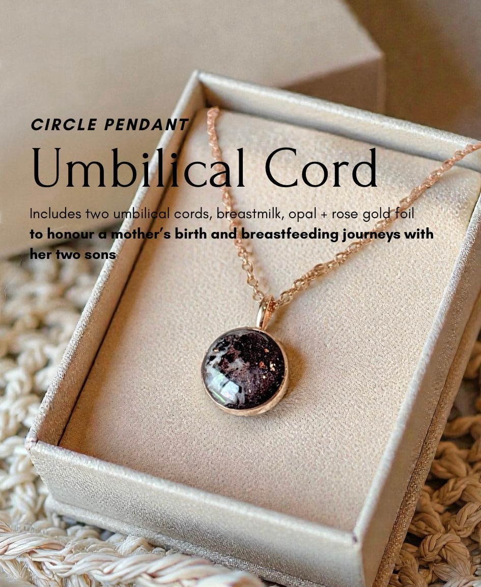 Circle Necklace Pendant • Any Keepsake • (Listing Photo shows Umbilical Cord).