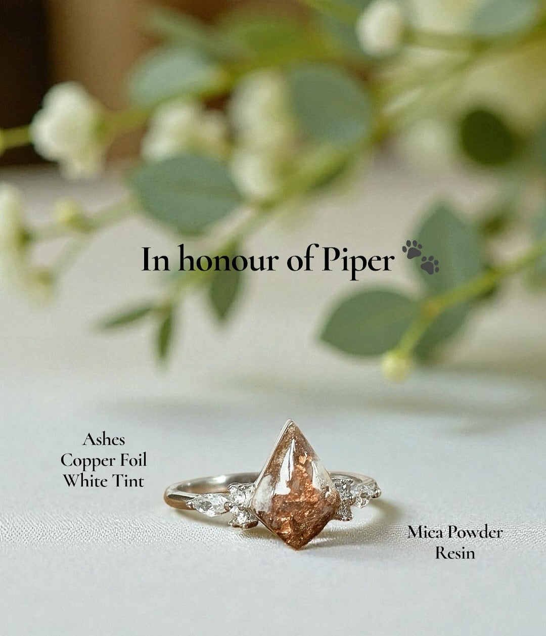 Kite-Cut Ring (Cremation Ashes + Coloured Resin Example)