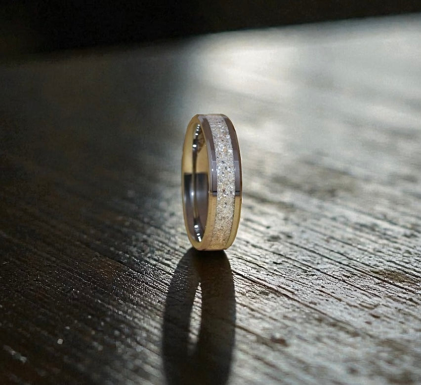 Men's Channel Ring - Sterling Silver, Titanium or Tungsten (Natural Cremation Ash Example)
