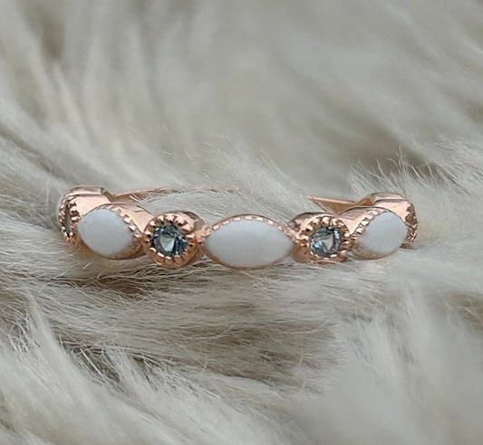 Rose Gold Plated Marquise Breastmilk Ring with Birthstones