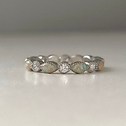 Marquise Cremation Ring + Opal Flecks(Option of Birthstones)