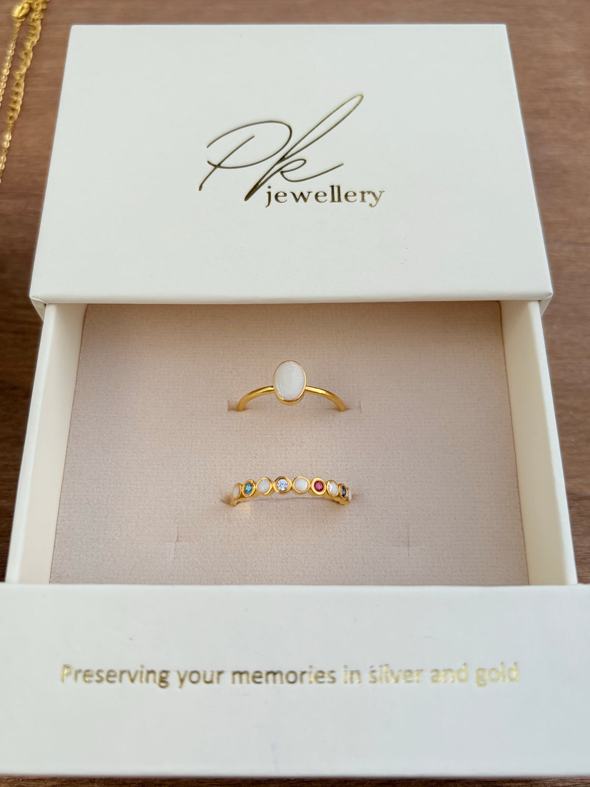 Circle Bead Ring + Medium Oval Ring Set