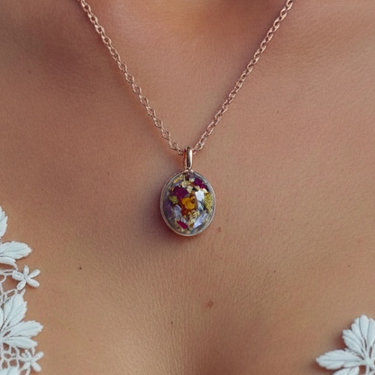 Oval Plated Pendant • Wedding or Funeral Flower (Example)