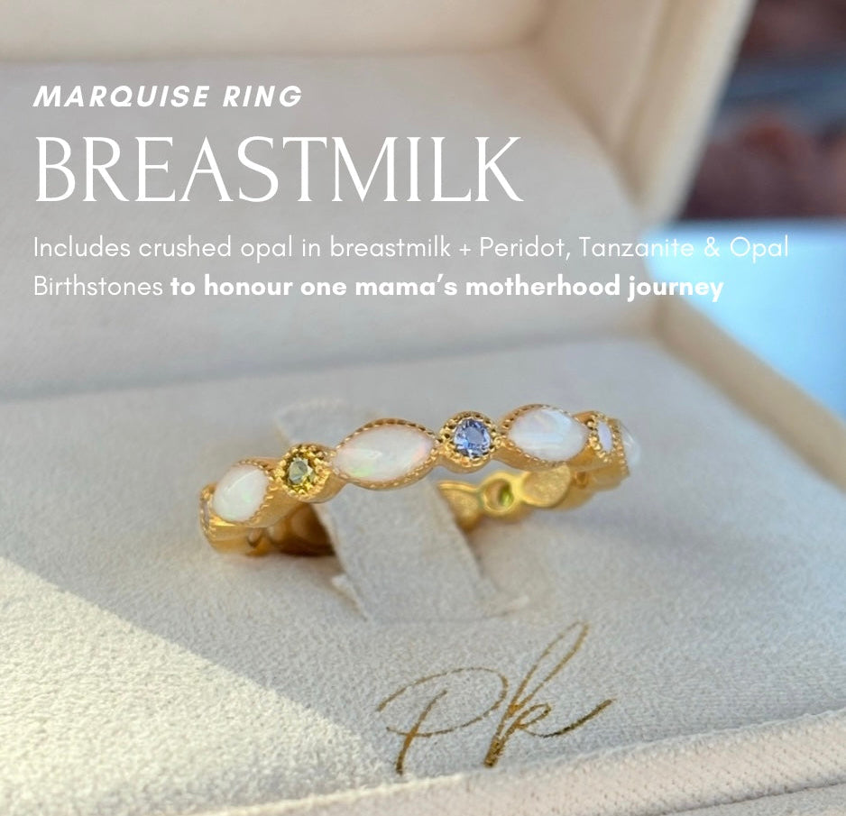 Marquise Breastmilk Ring (+ Option of Birthstones)
