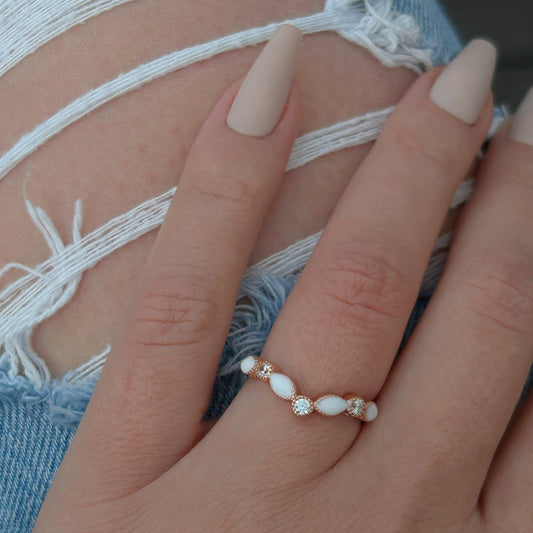 Rose Gold Plated Princess Marquise Breastmilk Ring (+ Option of Birthstones)