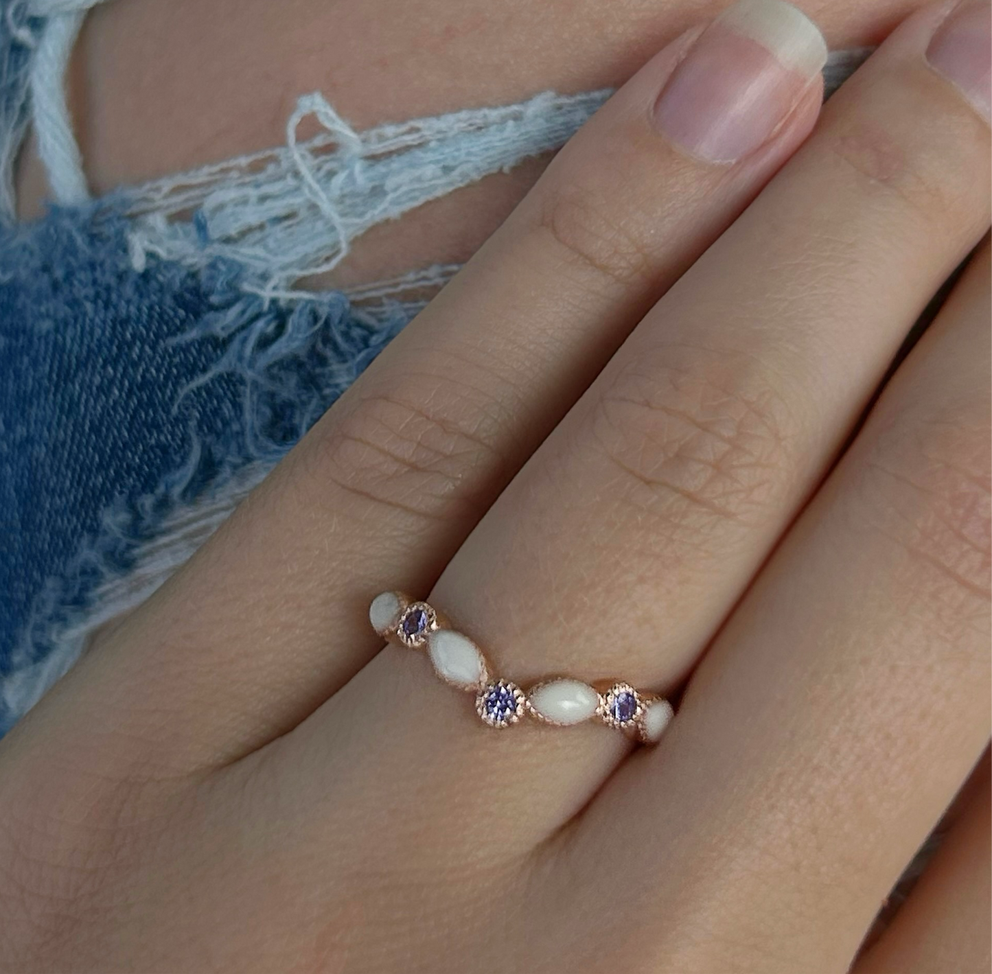 Rose Gold Plated Princess Marquise Cremation Ash Ring (+ Option of Birthstones)