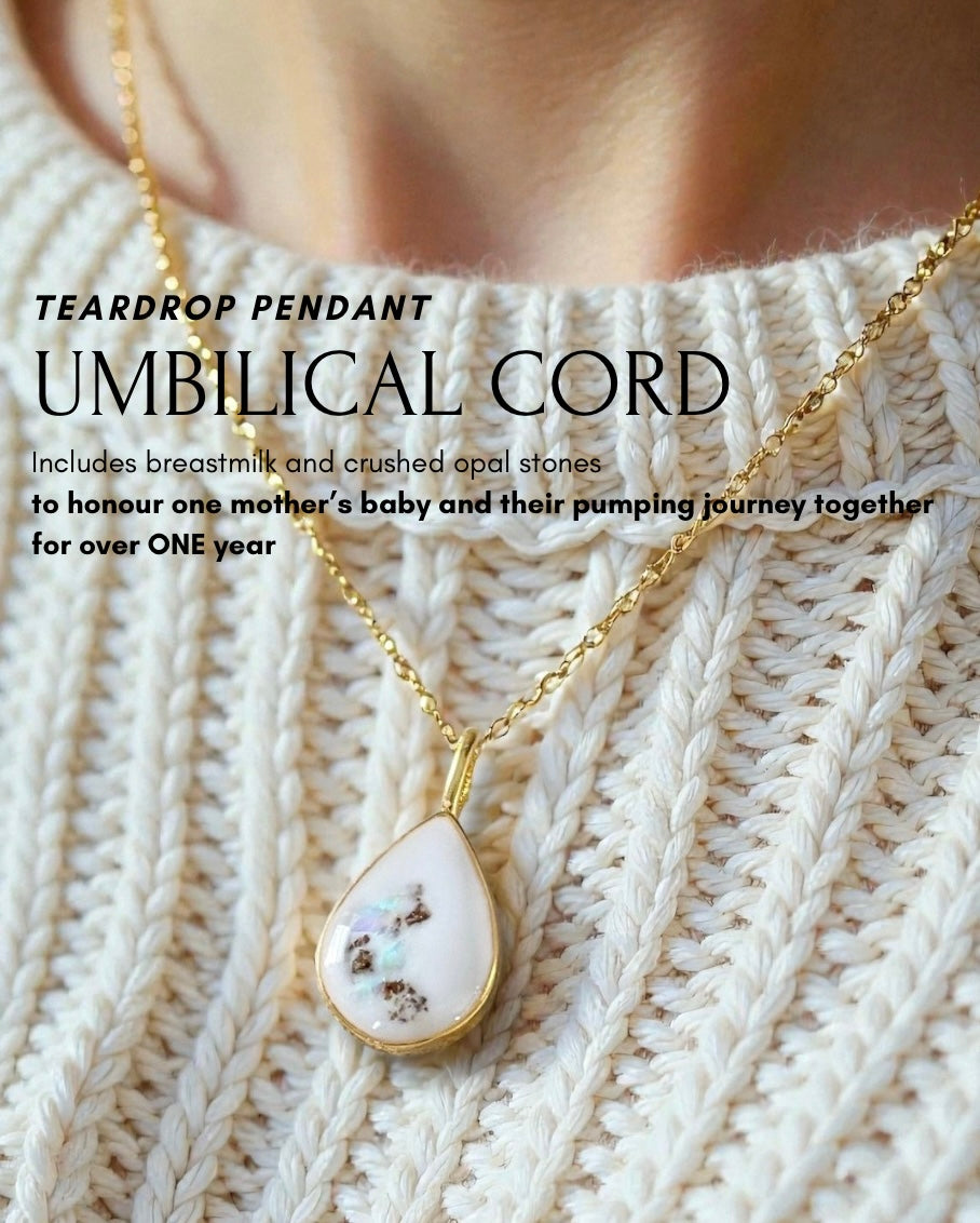 Plated Teardrop Necklace ( Umbilical Cord + Breastmilk)