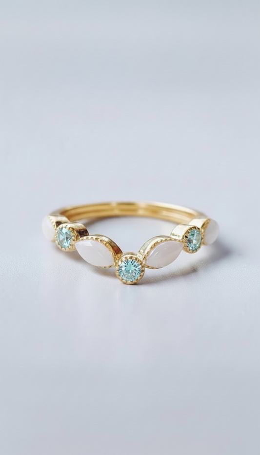 Princess Marquise Cremation Ring + Pearl Shimmer (+ Option of Birthstones)